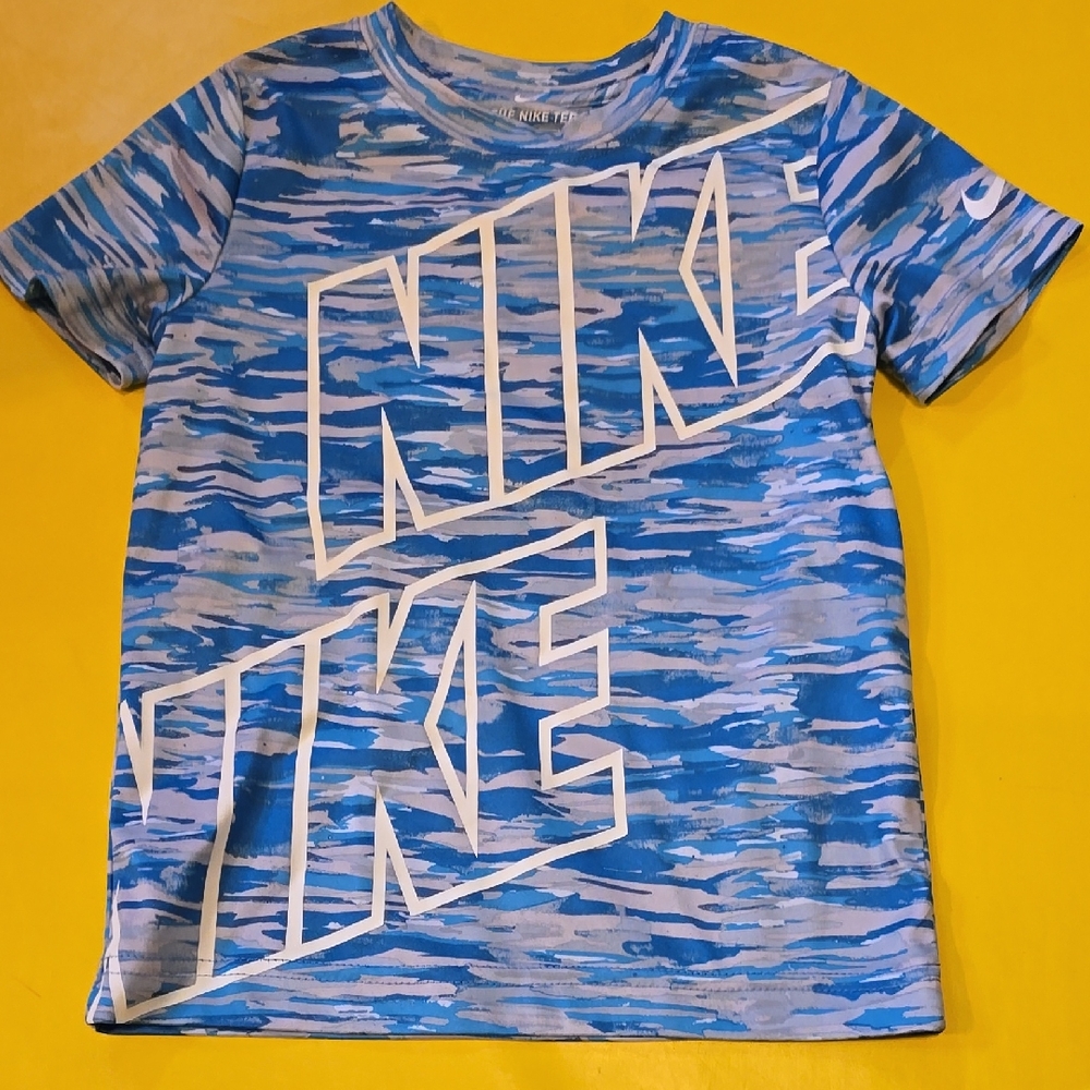 Boys Nike Blue Camouflage T-Shirt